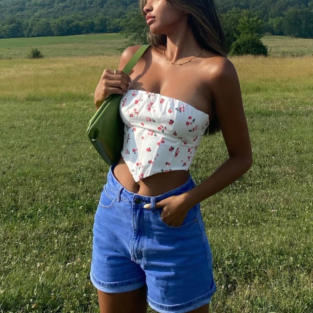Princess Polly White Floral Ivy Bustier Crop Top 2